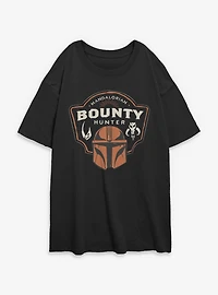 Star Wars: The Mandalorian And Grogu Bounty Hunter Crest Womens Oversized T-Shirt
