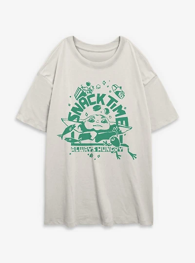 Star Wars The Mandalorian And Grogu Snack Time Always Hungry Womens Oversized T-Shirt