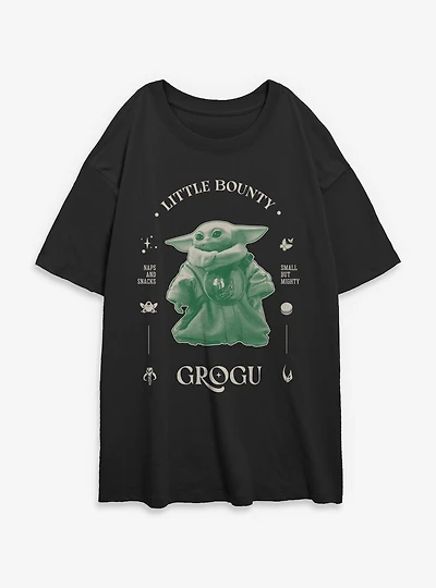 Star Wars: The Mandalorian And Grogu Little Bounty Profile Womens Oversized T-Shirt