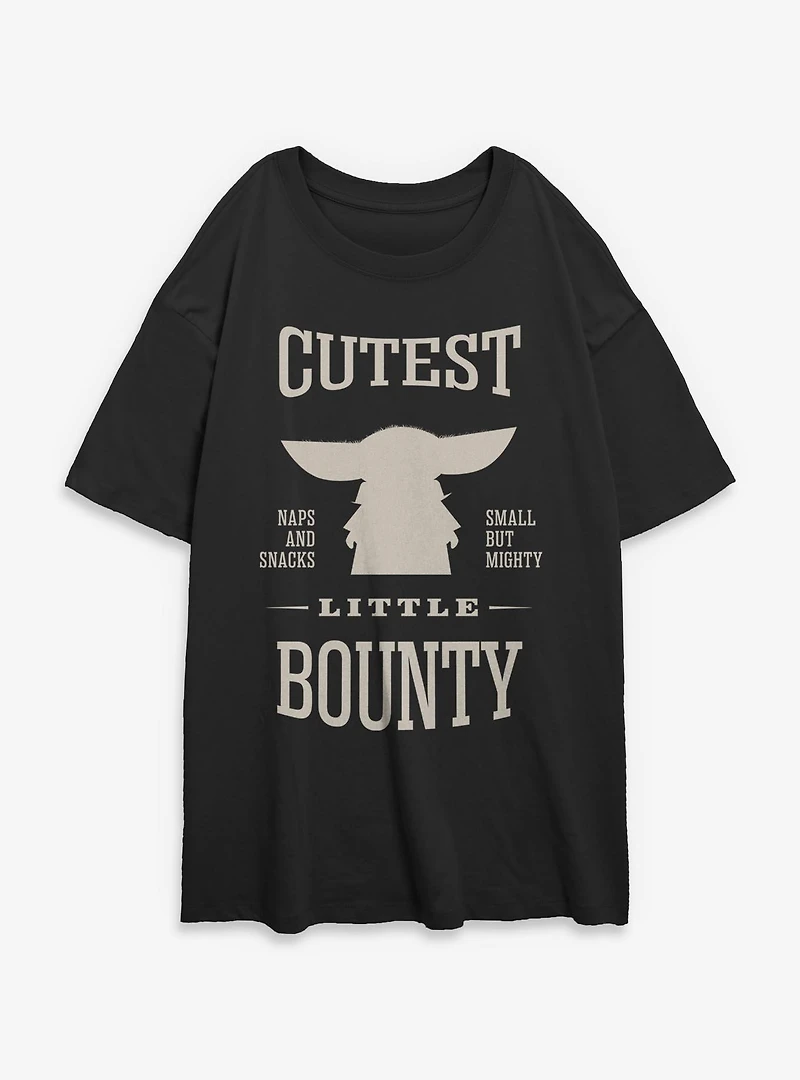 Star Wars: The Mandalorian And Grogu Cutest Little Bounty Silhouette Womens Oversized T-Shirt