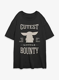 Star Wars: The Mandalorian And Grogu Cutest Little Bounty Silhouette Womens Oversized T-Shirt