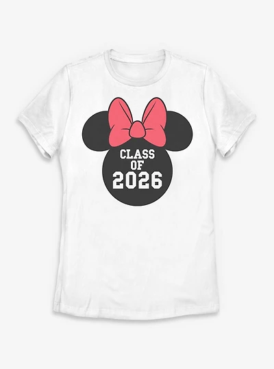 Disney Minnie Mouse Head Class Of 2026 Womens T-Shirt