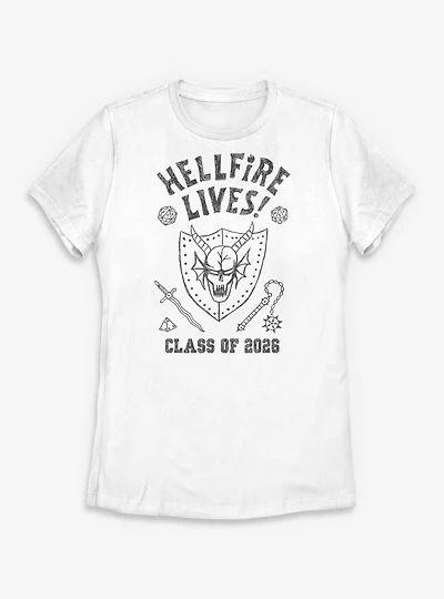 Stranger Things Hellfire Lives Class Of 2026 Doodle Womens T-Shirt