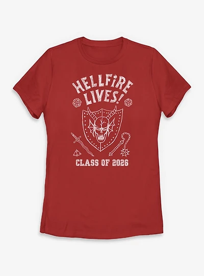 Stranger Things Hellfire Lives Class Of 2026 Womens T-Shirt