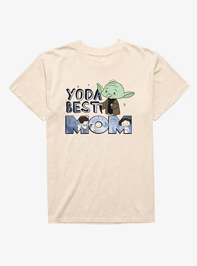 Star Wars Yoda Best Mom Cartoon Mineral Wash T-Shirt