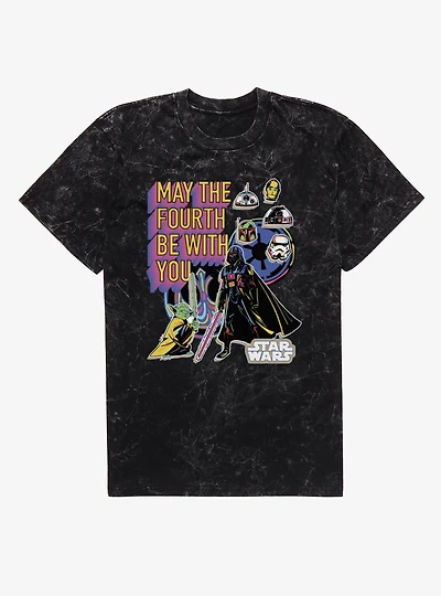 Star Wars May The 4th Be With You Character Highlights Mineral Wash T-Shirt