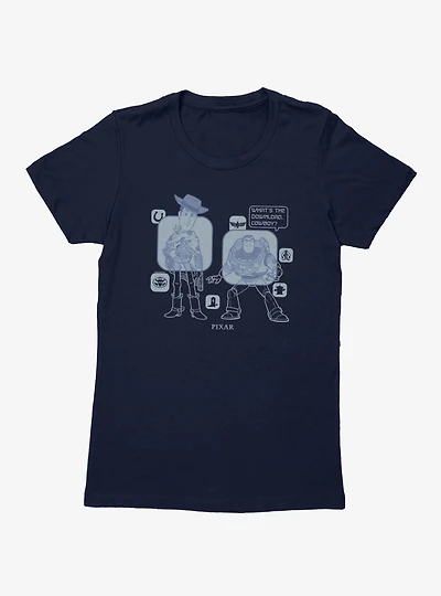 Disney Pixar Toy Story 5 What's The Download Woody And Buzz Womens T-Shirt