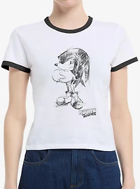 Sonic The Hedgehog Artistic Sketch Womens Ringer T-Shirt