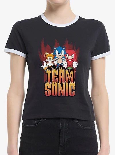 Sonic The Hedgehog Hedgy Metal Team Womens Ringer T-Shirt