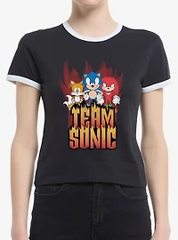 Sonic The Hedgehog Hedgy Metal Team Womens Ringer T-Shirt
