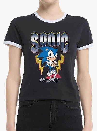 Sonic The Hedgehog Game On Womens Ringer T-Shirt