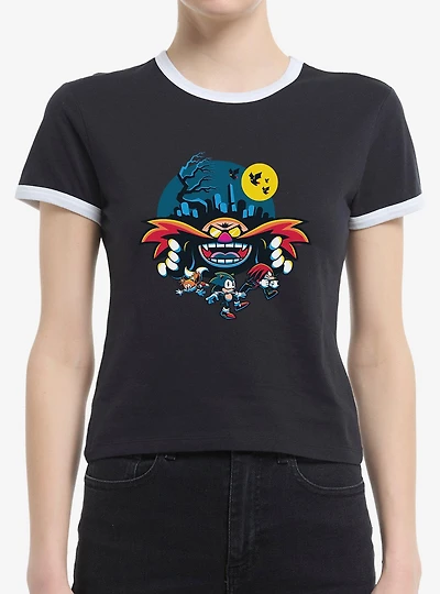 Sonic The Hedgehog Eggman Spooky Scary Halloween Womens Ringer T-Shirt