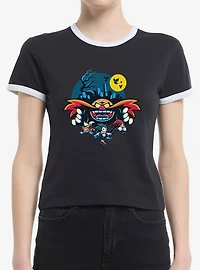 Sonic The Hedgehog Eggman Spooky Scary Halloween Womens Ringer T-Shirt
