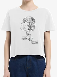 Sonic The Hedgehog Artistic Sketch Womens Boxy Crop T-Shirt