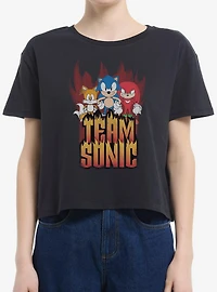 Sonic The Hedgehog Hedgy Metal Team Womens Boxy Crop T-Shirt