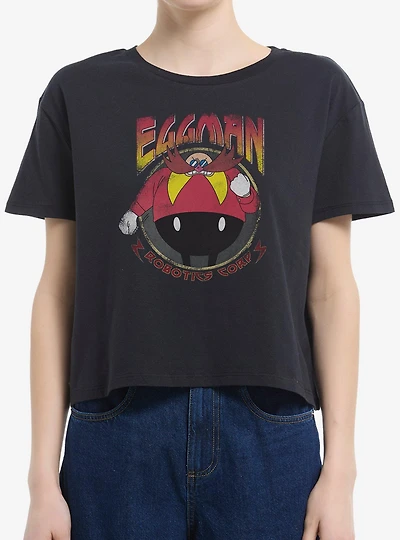 Sonic The Hedgehog Eggman Robotics Corp Womens Boxy Crop T-Shirt