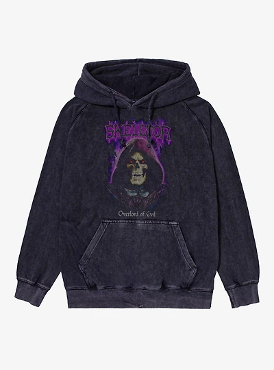 Masters Of The Universe Skeletor Overlord Evil Purple Flames Mineral Wash Hoodie