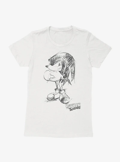 Sonic The Hedgehog Artistic Sketch Womens T-Shirt