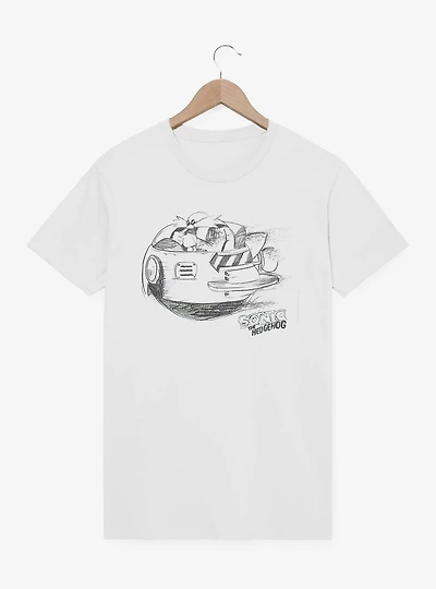 Sonic The Hedgehog Dr. Eggman Egg Mobile Artistic Sketch T-Shirt