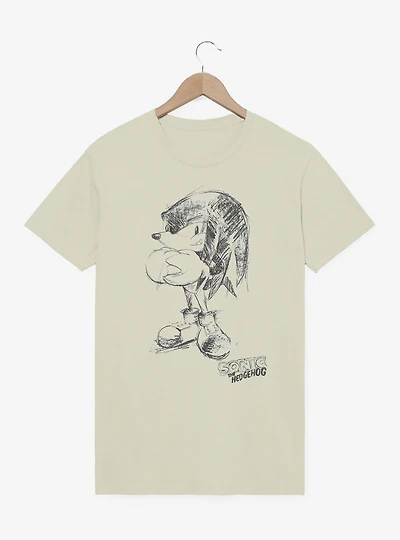 Sonic The Hedgehog Artistic Sketch Garment Dye T-Shirt