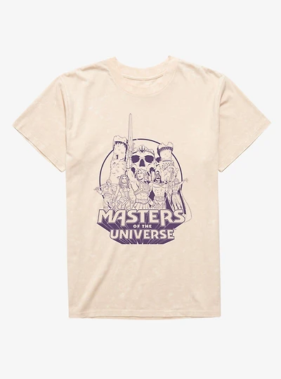 Masters Of The Universe He-Man Castle Grayskull Group Shot Outline Mineral Wash T-Shirt