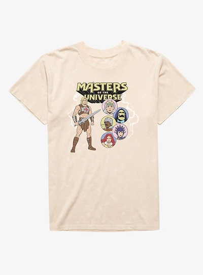 Masters Of The Universe He-Man And Character Bubbles Mineral Wash T-Shirt
