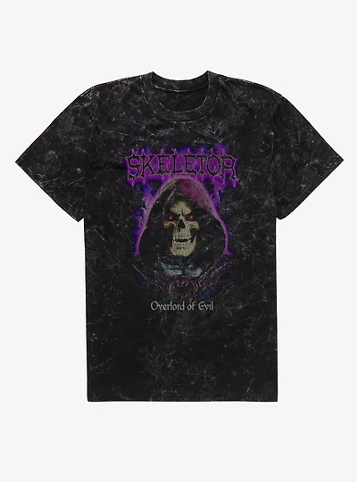 Masters Of The Universe Skeletor Overlord Evil Purple Flames Mineral Wash T-Shirt