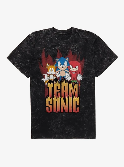 Sonic The Hedgehog Hedgy Metal Team Mineral Wash T-Shirt