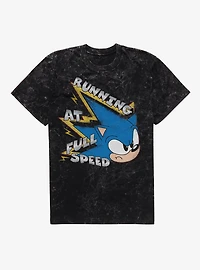 Sonic The Hedgehog Running At Full Speed Mineral Wash T-Shirt