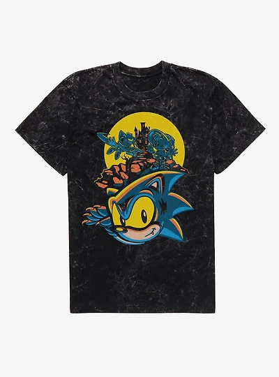 Sonic The Hedgehog Spooky Scary Halloween Mineral Wash T-Shirt