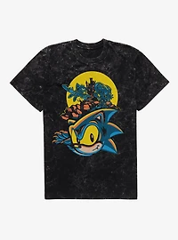 Sonic The Hedgehog Spooky Scary Halloween Mineral Wash T-Shirt