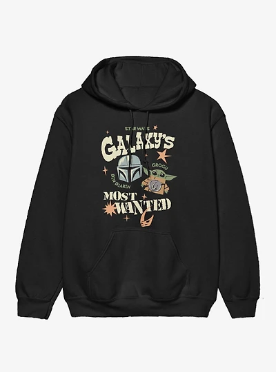 Star Wars The Mandalorian And Grogu Galaxys Most Wanted Cute Drawings Hoodie BoxLunch Exclusive