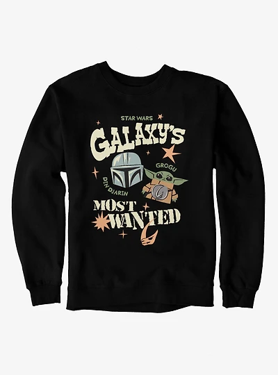 Star Wars The Mandalorian And Grogu Galaxys Most Wanted Cute Drawings Sweatshirt BoxLunch Exclusive