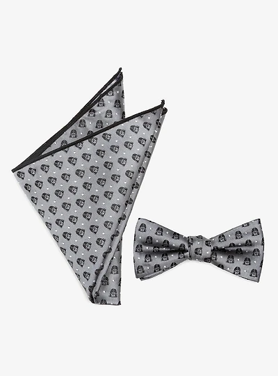 Star Wars Darth Vader Silk Gray Polka Dot Bow Tie and Pocket Square Gift Set