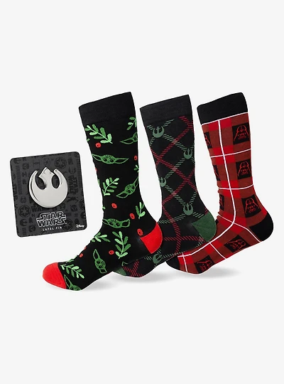 Star Wars Rebel Alliance Holiday Dress Socks and Lapel Pin Gift Set