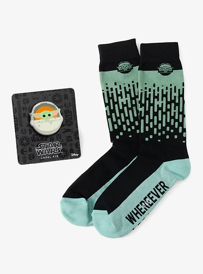 Star Wars Grogu Dress Socks and Lapel Pin Gift Set