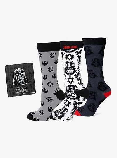 Star Wars Darth Vader Black, White, and Gray Dress Socks and Lapel Pin Gift Set