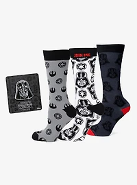 Star Wars Darth Vader Black, White, and Gray Dress Socks and Lapel Pin Gift Set