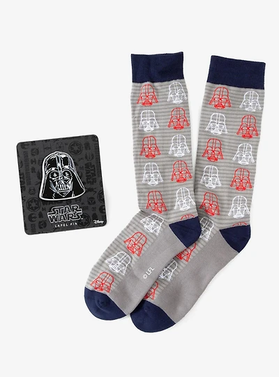 Star Wars Darth Vader Gray and Red Dress Socks and Lapel Pin Gift Set