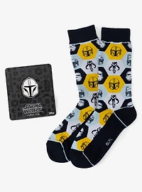 Star Wars Mandalorian and Mythosaur Dress Socks and Lapel Pin Gift Set