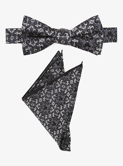 Disney Mickey Mouse Damask Silk Pocket Square and Bow Tie Gift Set