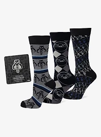 Star Wars Mandalorian 3-Pack Dress Sock and Mythosaur Lapel Pin Gift Set