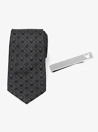 Disney Mickey Mouse Silk Black Necktie and Tie Bar Gift Set