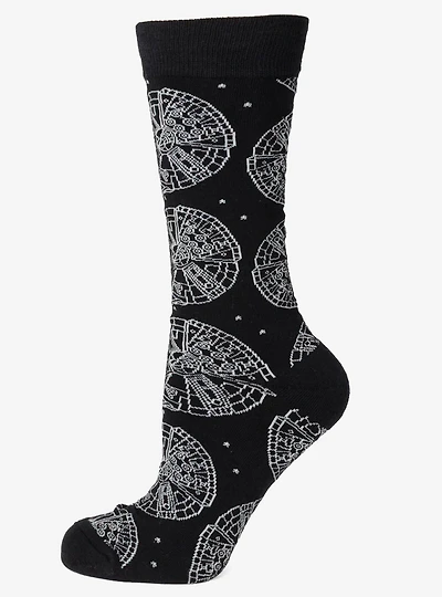 Star Wars Millennium Falcon Black Dress Socks and Lapel Pin Gift Set