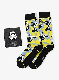 Star Wars Stormtrooper Yellow Camo Dress Socks and Lapel Pin Gift Set