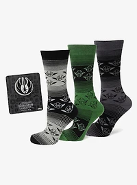 Star Wars Yoda Green, Gray, and Black Ombre Dress Socks and Jedi Crest Lapel Pin Gift Set