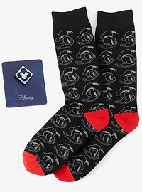 Disney Donald Duck Patterned Black Socks and Mickey Mouse Blue Lapel Pin Gift Set