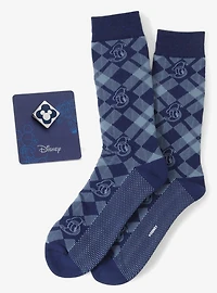 Disney Donald Duck Plaid Socks and Mickey Mouse Blue Lapel Pin Gift Set