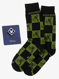 Disney Goofy Check Socks and Mickey Mouse Blue Lapel Pin Gift Set