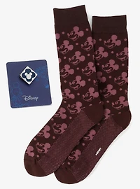 Disney Mickey Mouse Red Dot Socks and Blue Lapel Pin Gift Set